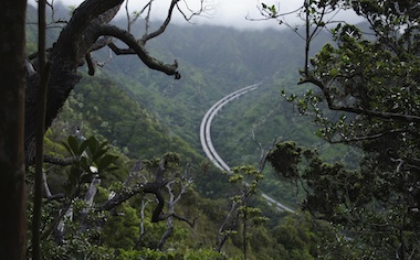 image of the H3 Freeway from the mountains