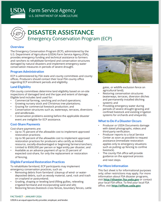USDA Farm Service Agency Disaster Assistance