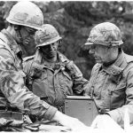 In the mid 80s, the Headquarters & Headquarters Company, 1 Battalion, 299th Infantry (Maui) were training at the Pohakuloa Training Area when this photograph was taken.