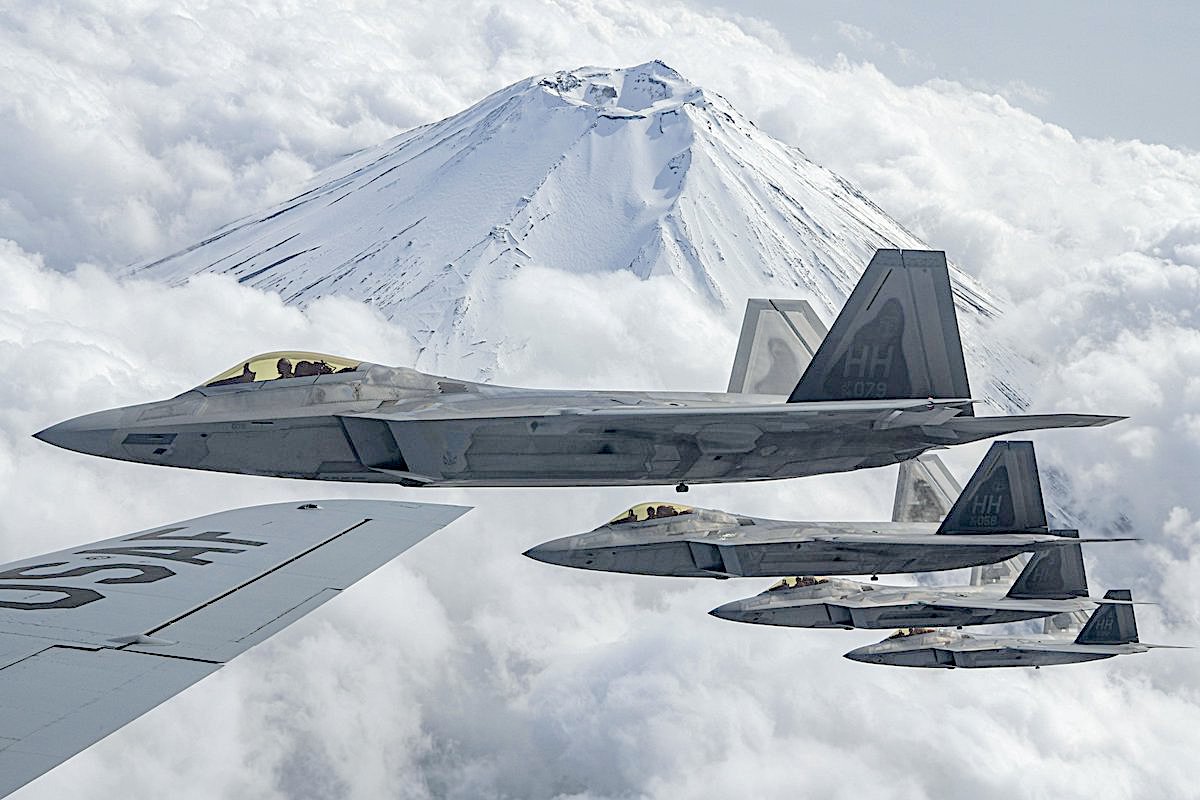 F-22 Raptors over Mount Fuji