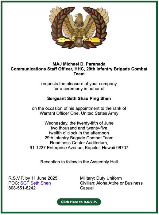 2025 Sergeant Seth Shau Ping Shen Promotion Ceremony