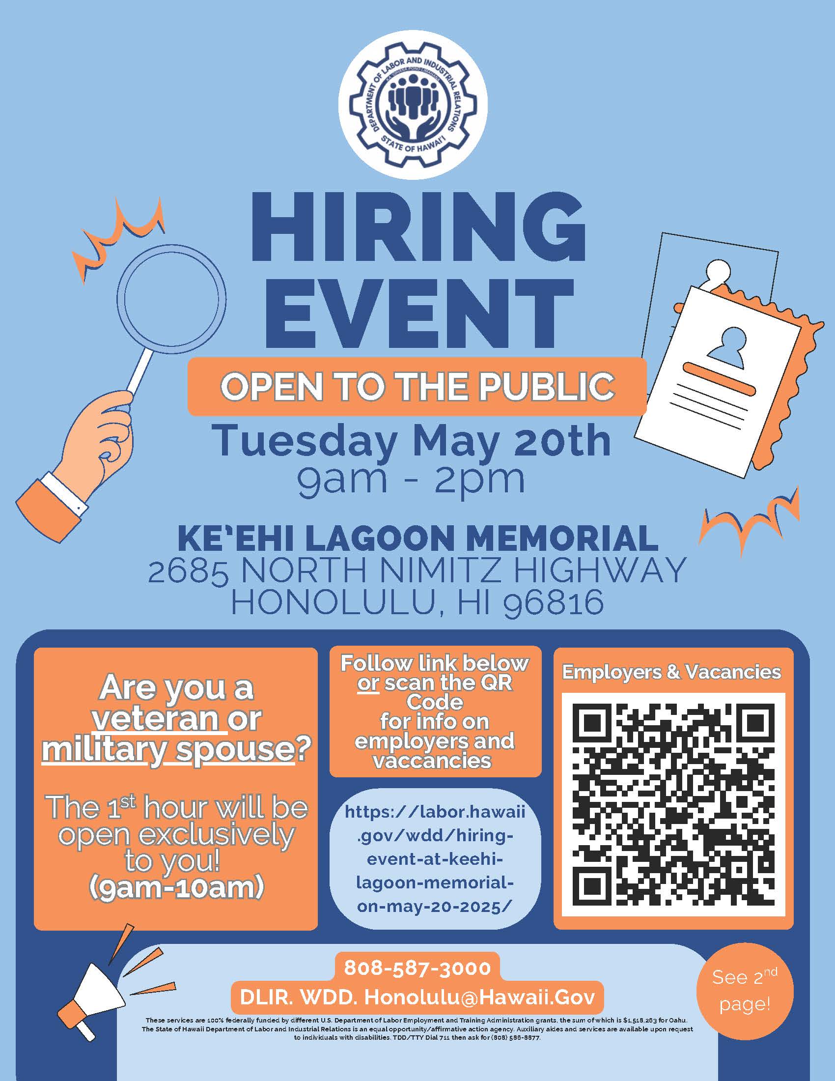 Hiring Event, first hour for veterans and military spouses -May 20, 2025