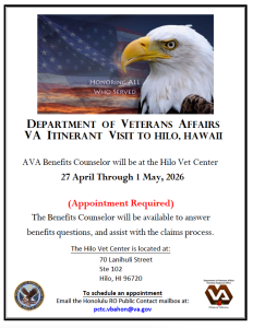 VBA Benefits Visit to Hilo, 27 April Through 1 May, 2026