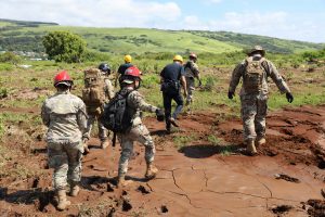 Hawaii National Guardsmen alongside first responders conduct wide-area searches in the Ka’u District, Hawaii, Aug. 19, 2026. The Hawaii National Guard's primary mission is to support the Hawai'i Emergency Management Agency and civil authorities to protect lives and property. Guardsmen remain postured for additional missions as conditions evolve. (U.S. Army National Guard photo by Spc. Daniel Barcenas)