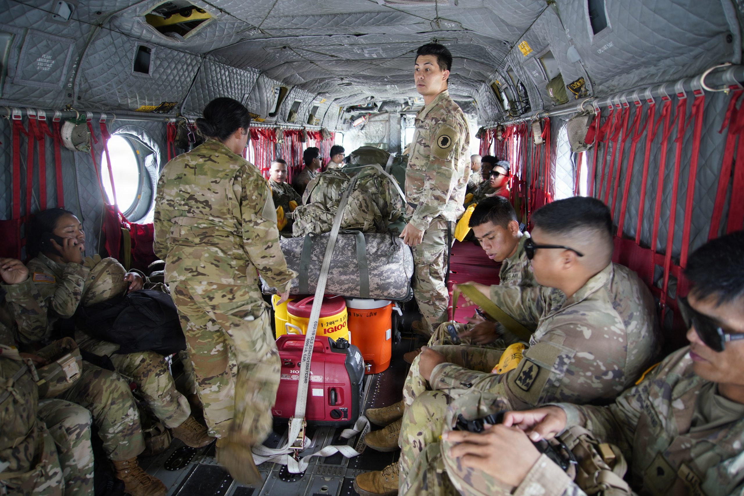 Just ahead of Hurricane Lowell passing over Kauai County, a Hawaii National Guard Ch-47 Chinook helicopter gets loaded at Kalaeloa, Hawaii on September 9, 2026. The helicopter is taking additional troops, equipment and supplies to the Hawaii National Guard's Task Force based on Kauai. As Hurricane Lowell veers east toward Kauai, the Garden Island, the rain, wind and storm surge are anticipated to have a significant impacts and cause damage. The Hawaii National Guard is ready to provide the support Kauai County needs. (U.S. Army National Guard photo by retired Tech. Sgt. Andrew Jackson)