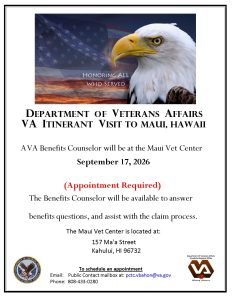 VBA Benefits Visit to Maui, 17 Sep 2026
