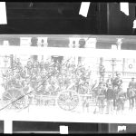 (1895) Members of Company F on the steps of Iolani Palace, with their weapons. Capt. C.W. Zeigler in command.