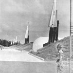 Nike-Hercules missiles stand erected on various sites on the island of Oahu ready to defend the 50th state against possible enemy attack. This photo was taken by the Star-Bulletin at Bellows Field.