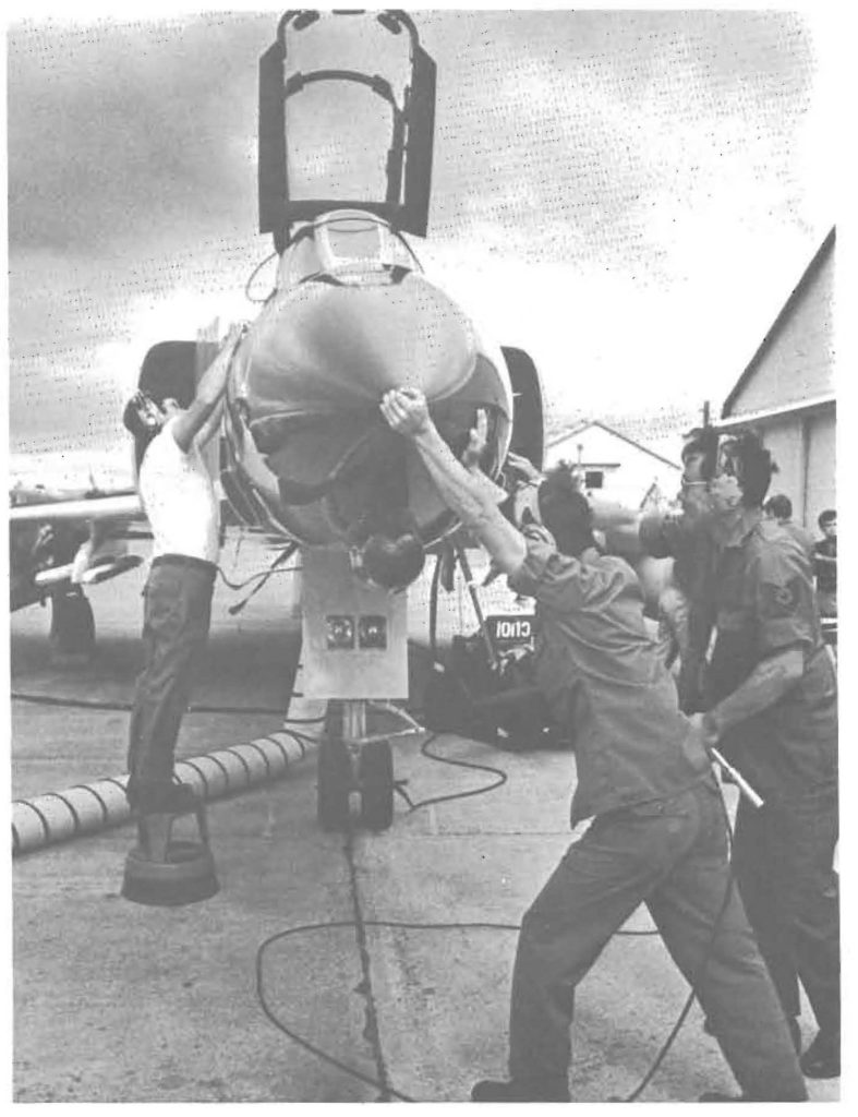 A 154th Composite Group ground crew prepares an F-4C Phantom for an afternoon exercise at Japan's Misawa Air Base.