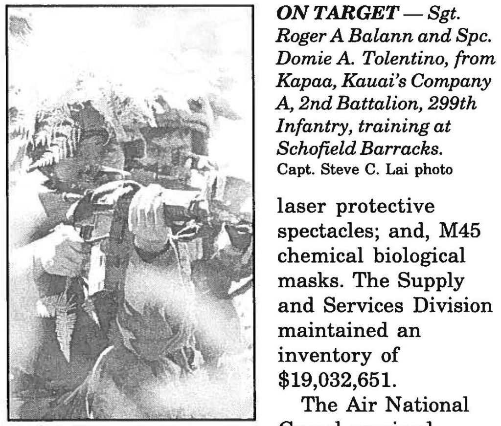 ON TARGET- Sgt. Roger A Balann and Spc. Domie A. Tolentino, from Kapaa, Kauai's Company A, 2nd Battalion, 299th Infantry, training at Schofield Barracks. Capt. Steve C. Lai photo