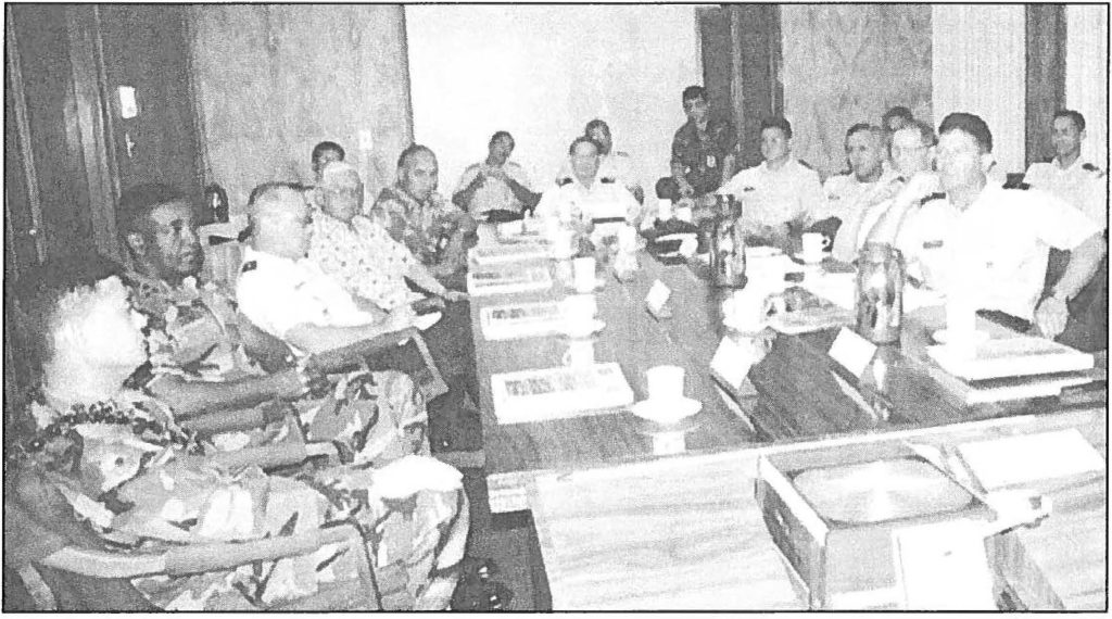 VISIT FROM THE TOP - Army Chief of Staff Gen. Eric K. Shinseki pays a courtesy visit to the Hawaii National Guard in December 1999. Sgt. 1st Class Stephen M. Lum photo