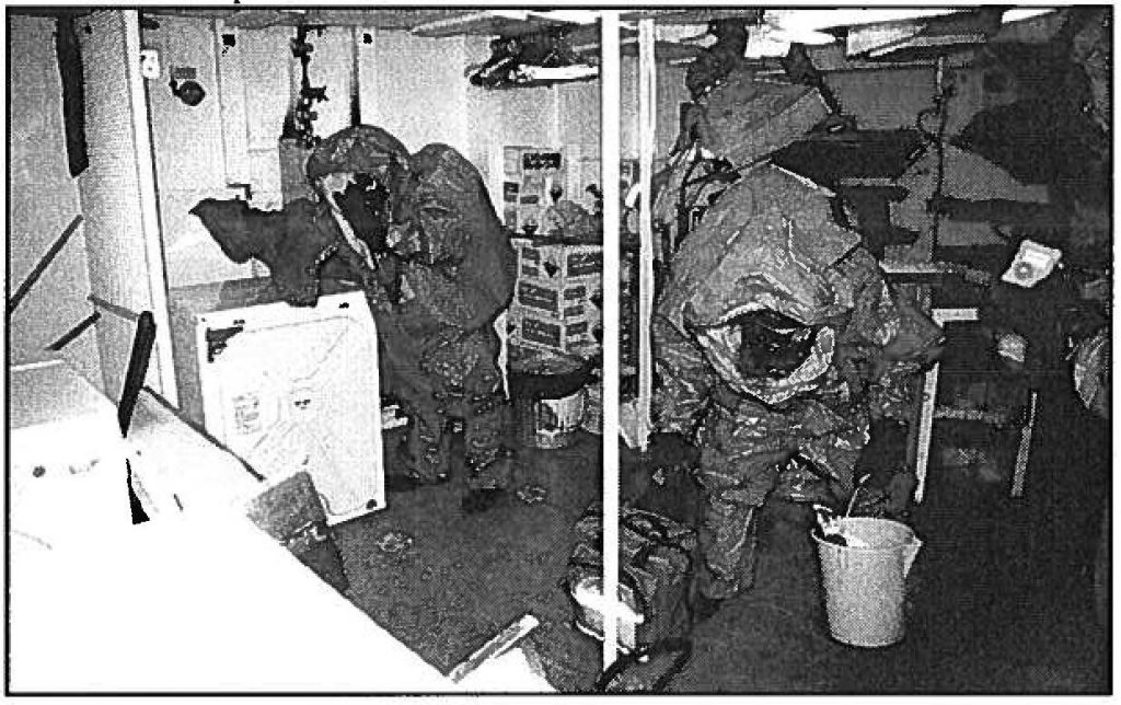 NAVAL RECON 93rd Civil Support Team reconnaissance personnel probe the laundry room of the U.S.S. Hopper for traces of contaminates during a training exercise at the Pearl Harbor docks. Master Sgt. Stephen M. Lum photo