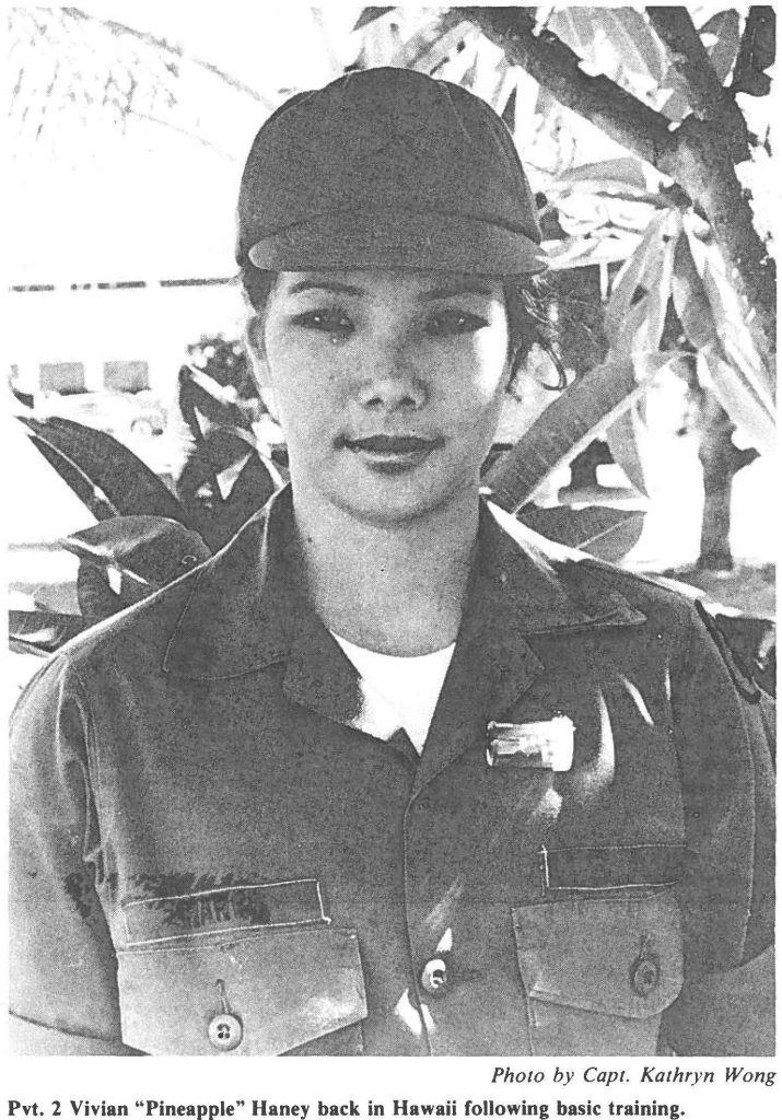 Pvt. 2 Vivian "Pineapple" Haney back in Hawaii following basic training.