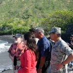 CHECKING THE WAVE ACTION – Gov. Neil Abercrombie and Maj. Gen. Darryll D.M. Wong, the adjutant general, check the Kona Coast post-tsunami waves after the Fukushima, Japan earthquake. Lt. Col. Charles J. Anthony photo