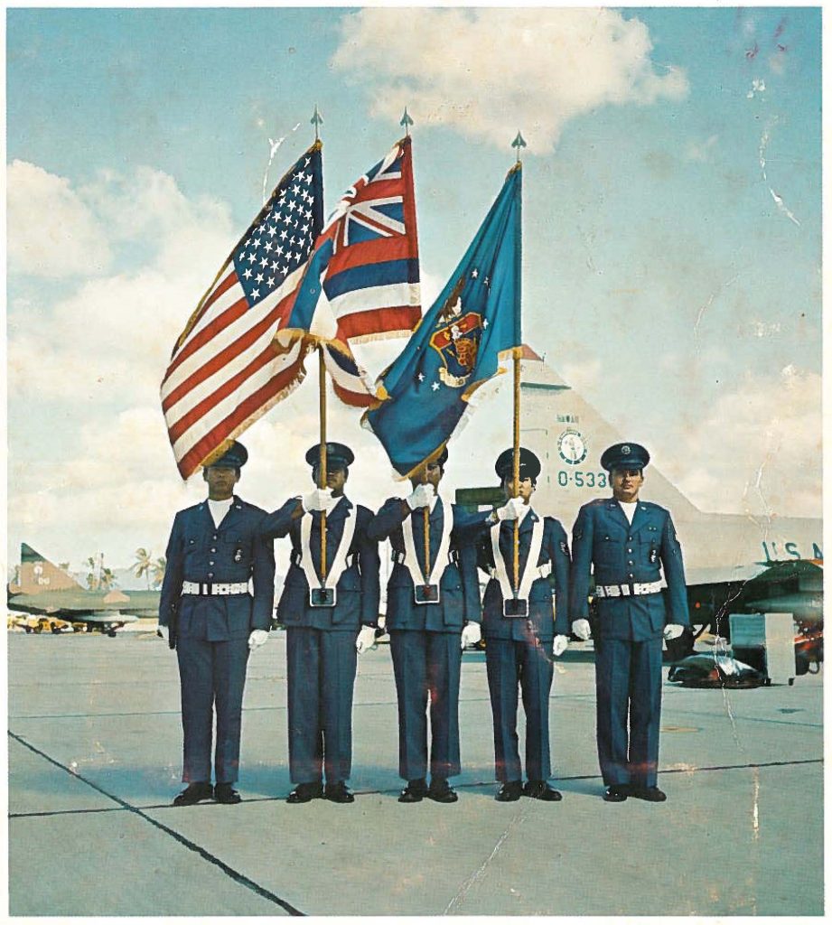 HANG Color Guard: Sgt Gerald P. Akai, SSgt John Isabelo, SSgt Edward M. Ane, SSgt Colin R.H. Y. Leong and Sgt Monte M. Mitchell.