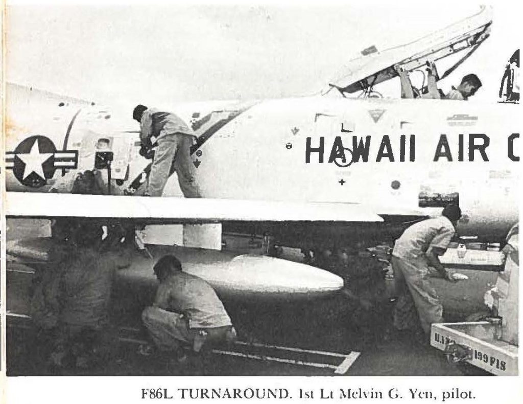 F86L TURNAROUND. 1st Lt Melvin G. Yen, Pilot.