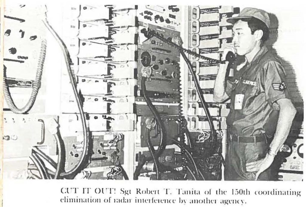 CUT IT OUT! Sgt Robert T. Tanita of the 150th coordinating elimination of radar interference by another agency.