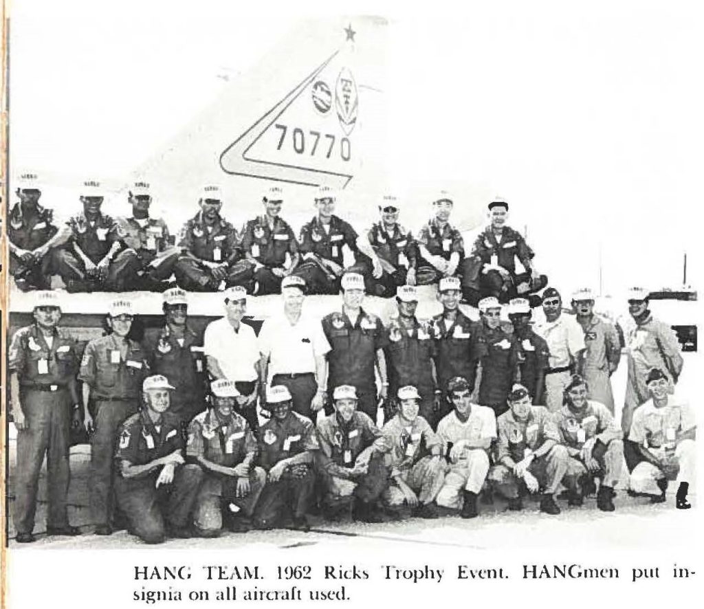 HANG TEAM. 1962 Ricks Trophy Event. HANGmen put insignia on all aircraft used.