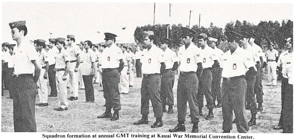 Squadron formation at annual GMT training at Kauai War Memorial Convention Center.