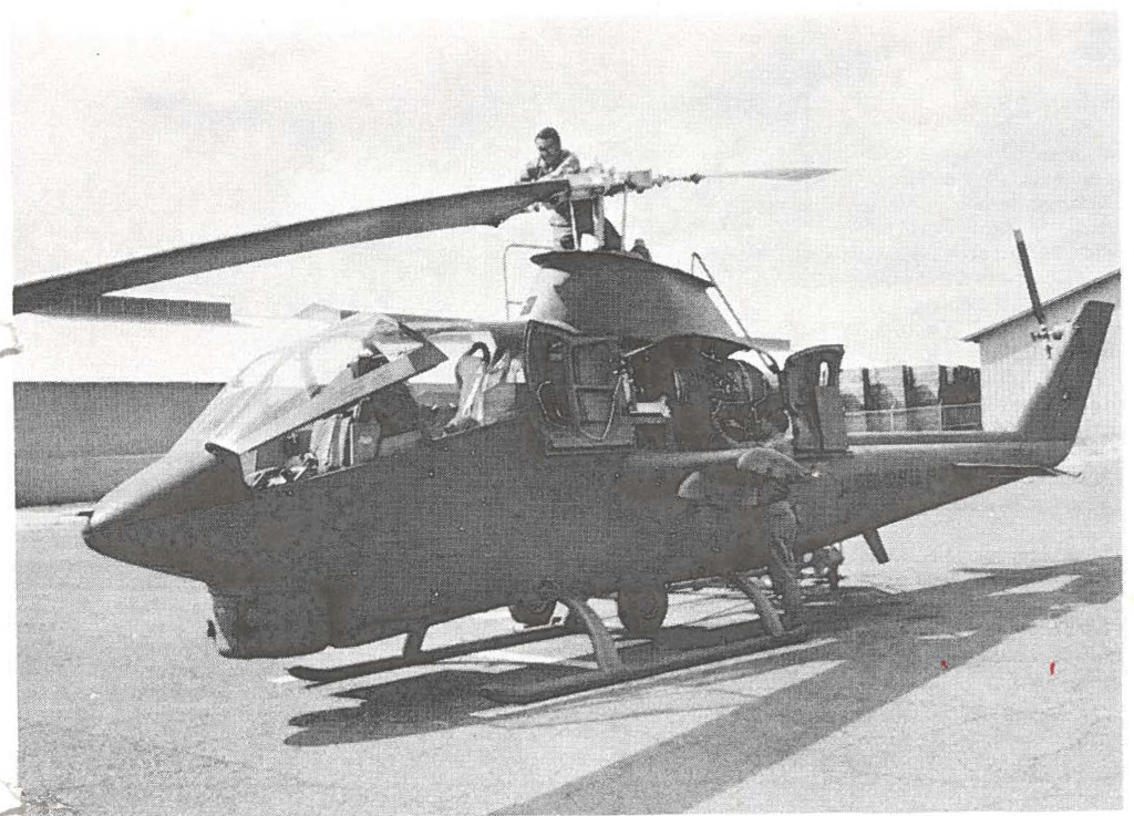 The Hawaii Army Guard recently became the first National Guard unit in the nation to receive a Hueycobra armed tactical helicopter. The aircraft is assigned to Troop E of the 19th Cavalry, commanded by Major Candido Penario. Eventually, the Hawaii unit will have nine Hueycobras. Two more Hueycobras are now being assembled by the 293rd Maintenance Company. All of the helicopters will be maintained by Hawaii Army guardsmen. The pilot's training program is being coordinated with the 25th Infantry Division. The gas turbine-powered Hueycobra features tandem seating to give both pilot and gunner nearly unlimited visibility.