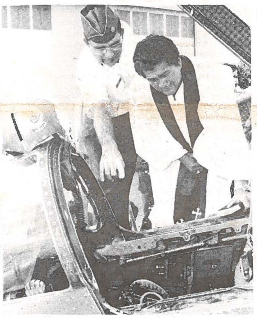 NEWLY BLESSED - The Rev. Abraham Akaka is given a personal tour of the Air Guard's newly acquired F-4C- Phantom jet fighter by Maj. Norman C. Ault (HANG). Rev. Akaka blessed the Phantom soon after it arrived at the 154th Fighter Group's ramp at Hickam AFB Oct. 24. Eventually, the Air Guard will receive 18 Phantoms, phasing out its use of the Delta F-102. More details on page 3. National Guard photo by SpS Dennis Fujii (117th PID Staff).