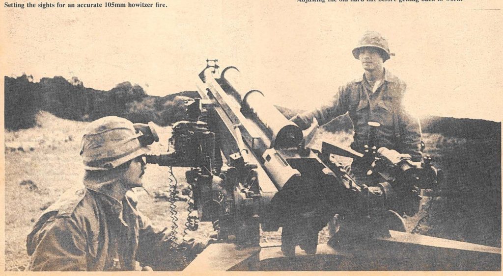 Setting the sights for an accurate 105mm howitzer fire. 