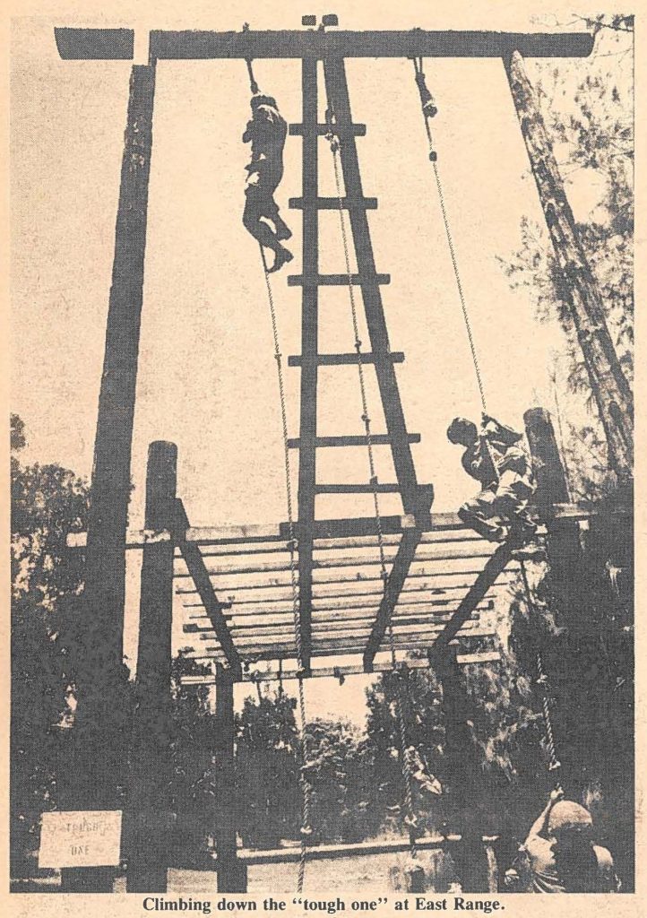 Climbing down the "tough one" at East Range.