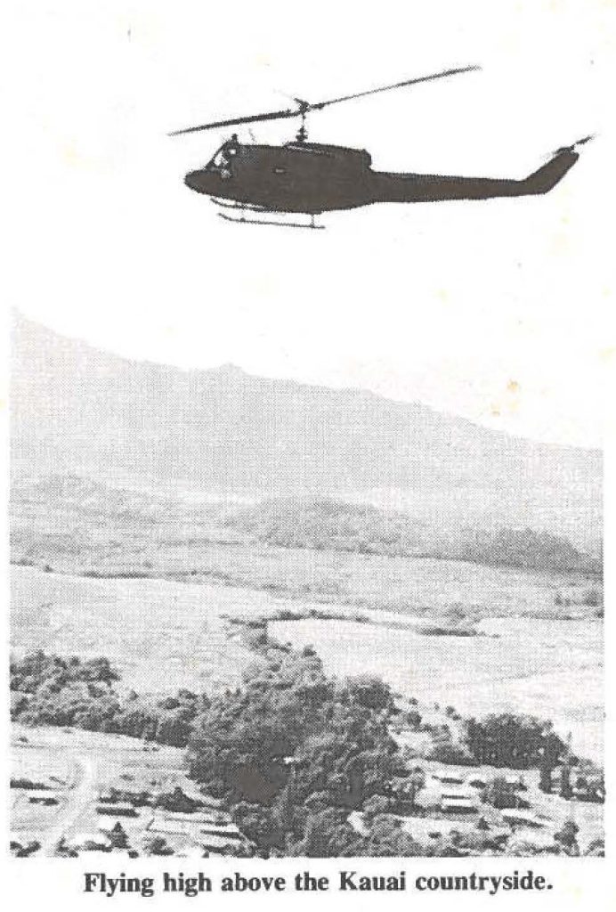 Flying high above the Kauai countryside.