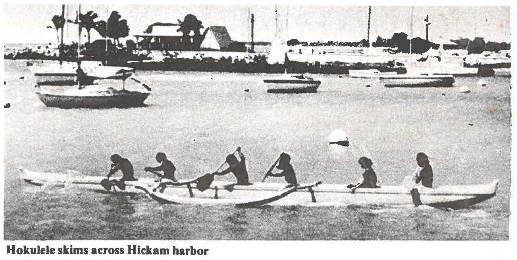 Hokulele skims across Hickam harbor