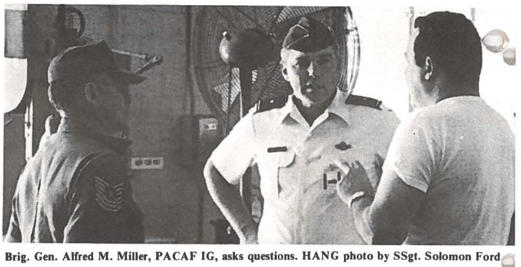 Brig. Gen. Alfred M. Miller, PACAF IG, asks questions. HANG photo by SSgt. Solomon Ford