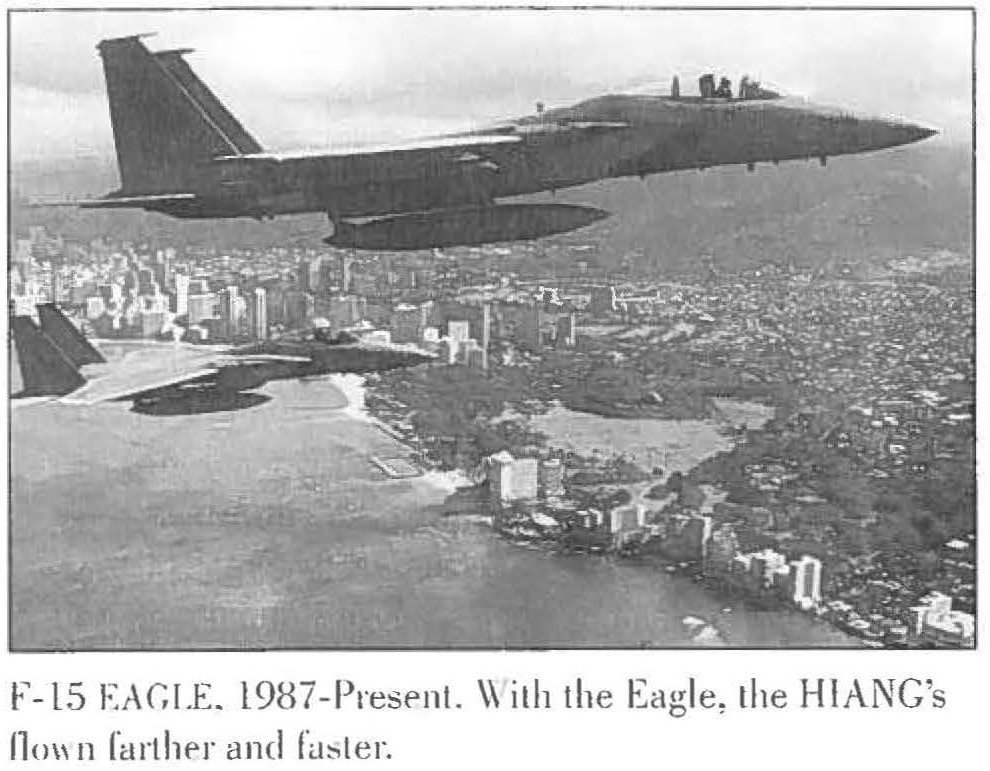 F-15 EAGLE. 1987-Present. With the Eagle, the HIANG's flown father and faster.