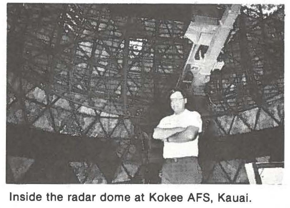 Inside the radar dome at Kokee AFS, Kauai.