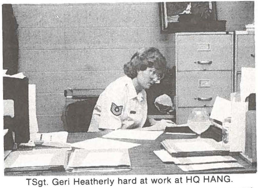 TSgt. Geri Heatherly hard at work at HQ HANG.