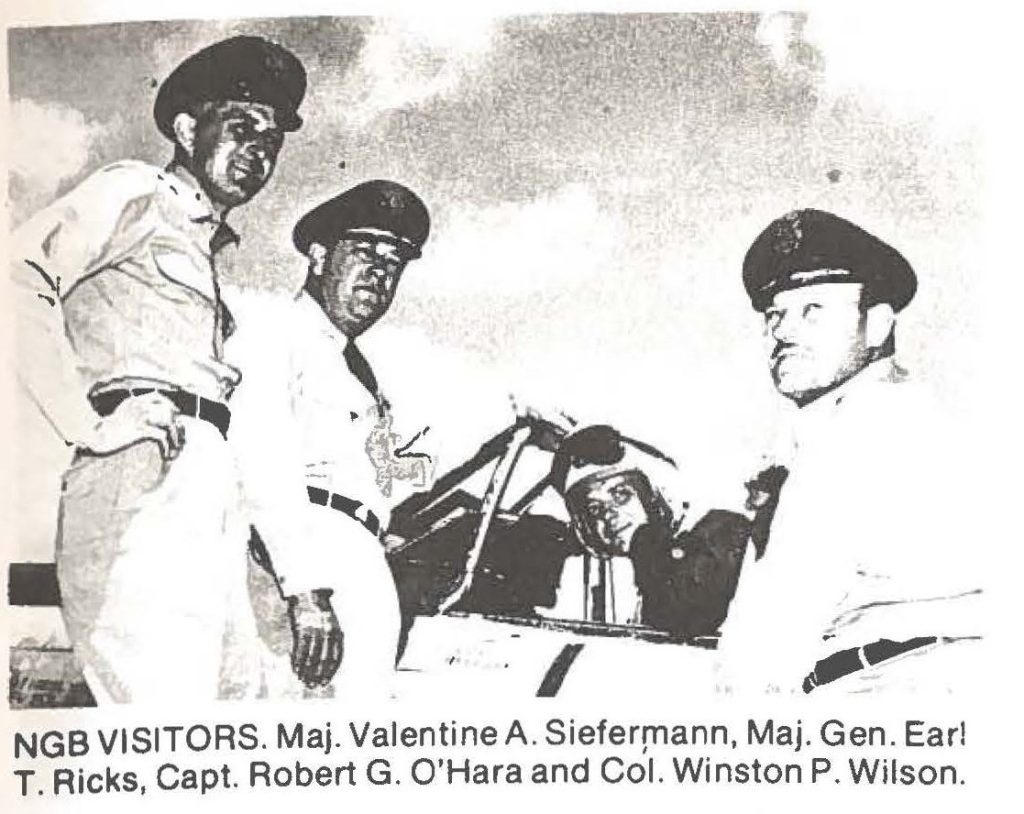 NGB VISITORS. Maj. Valentine A. Sieferinann, Maj. Gen. Earl T. Ricks, Capt. Robert G. O'Hara and Col. Winston P. Wilson.