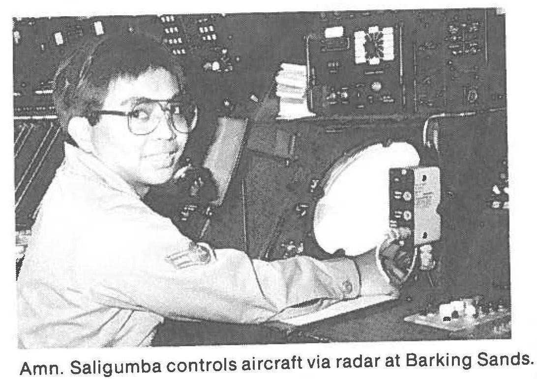 Amn. Saligumba controls aircraft via radar at Barking Sands