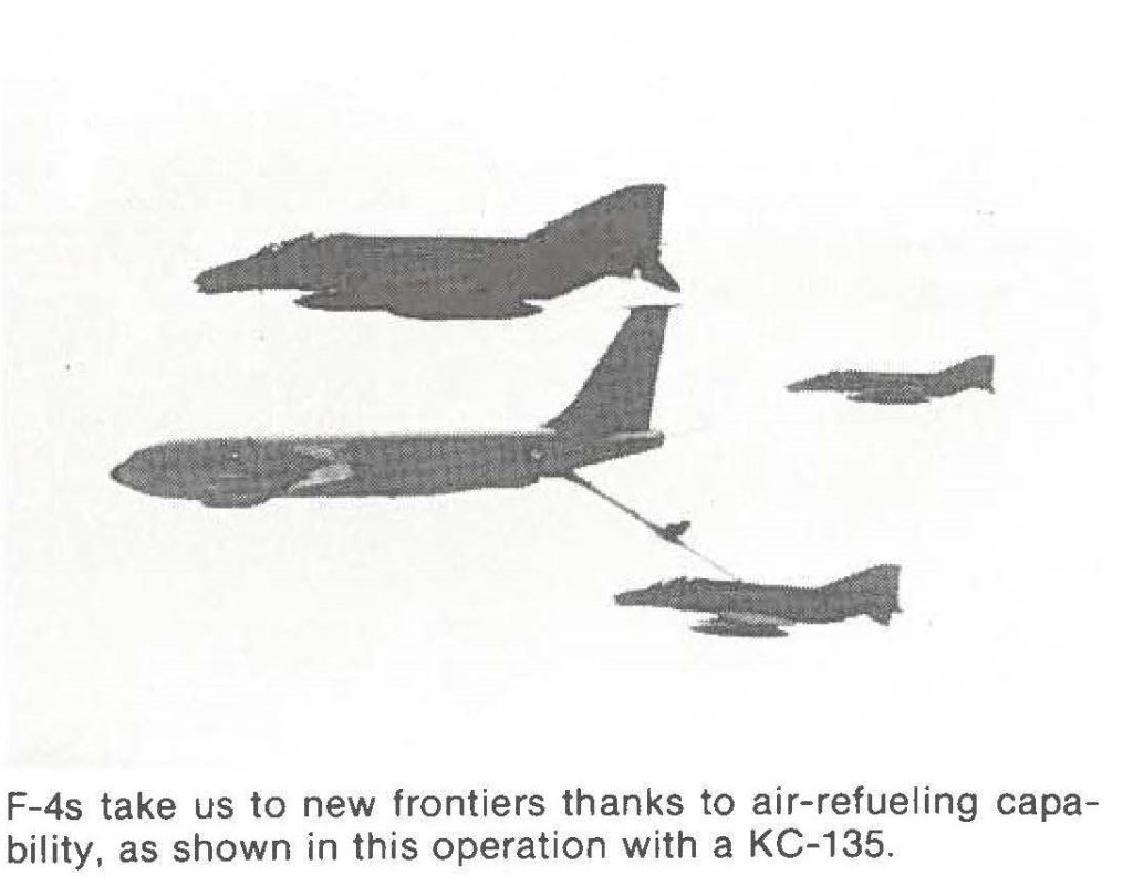 F-4s take us to new frontiers thanks to air-refueling capability, as shown in this operation with a KC-135.