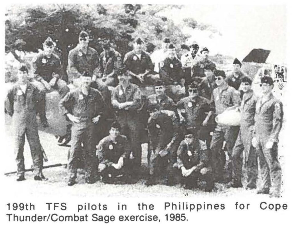 199th TFS pilots in the Philippines for Cope Thunder/Combat Sage exercise, 1985.