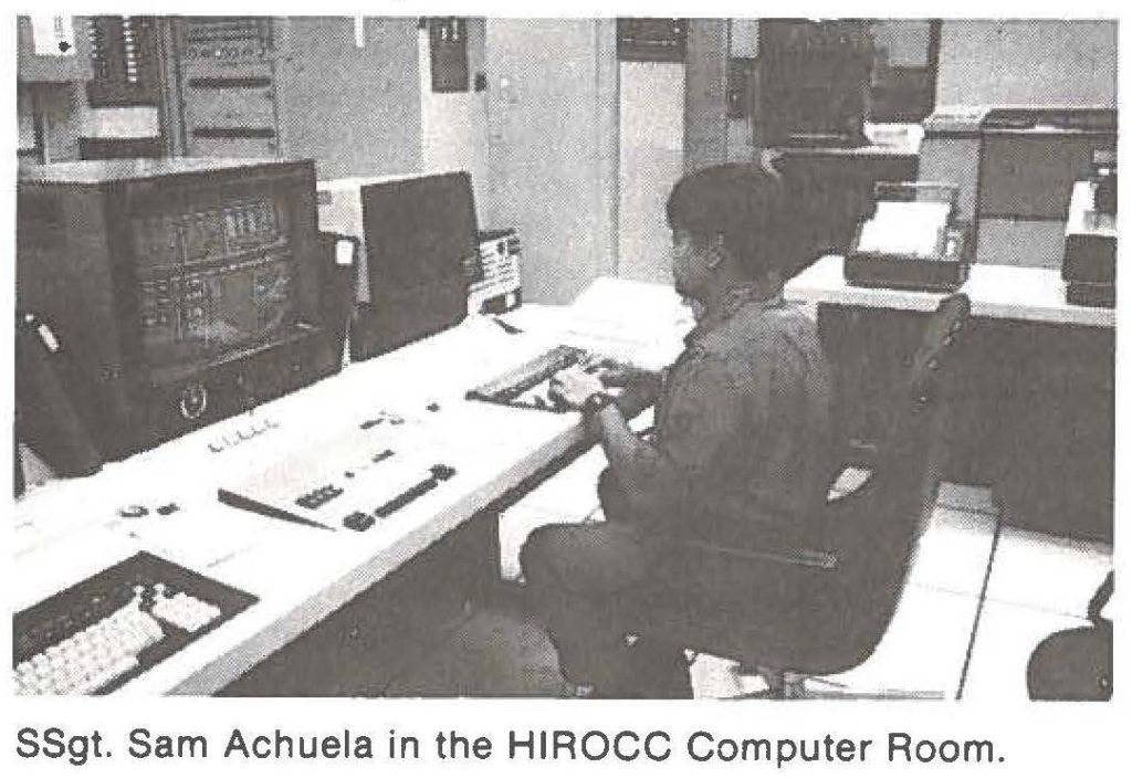 SSgt. Sam Achuela in the HIROCC Computer Room.