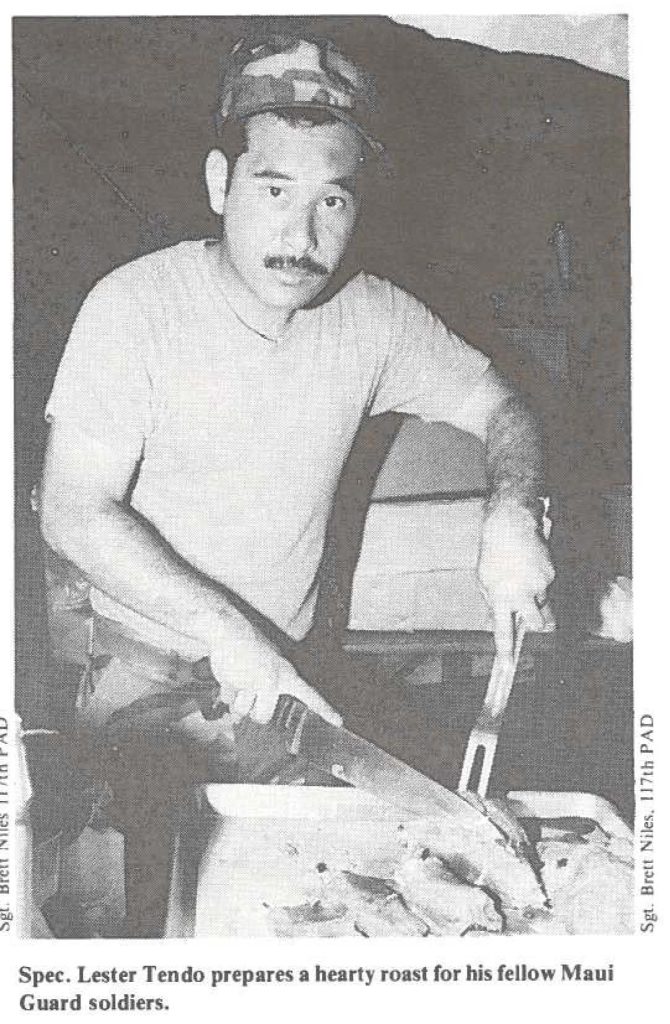 Spec. Lester Ten do prepares a hearty roast for his fellow Maui Guard soldiers.