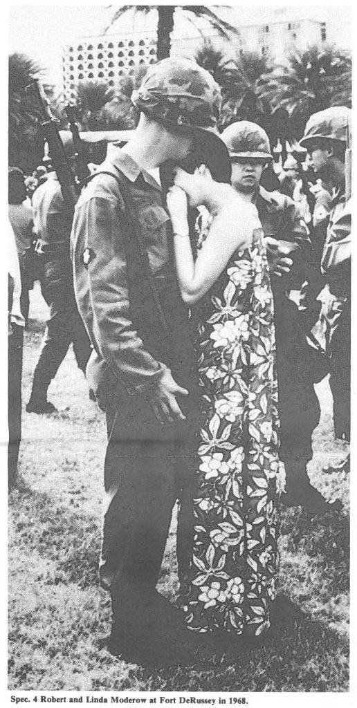 Spec. 4 Robert and Linda Moderow at Fort DeRussey in 1968.
