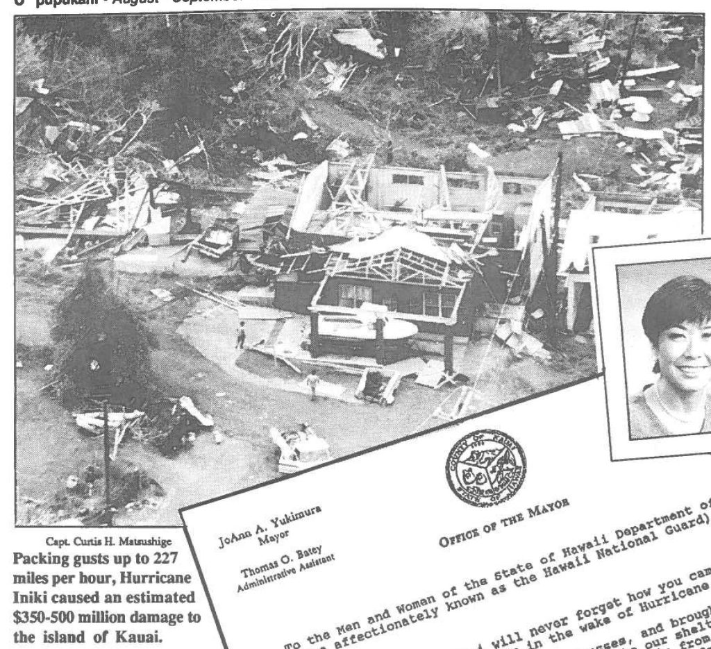 Packing gusts up to 227 miles per hour, Hurricane Iniki caused an estimated $350-500 million damage to the island of Kauai.