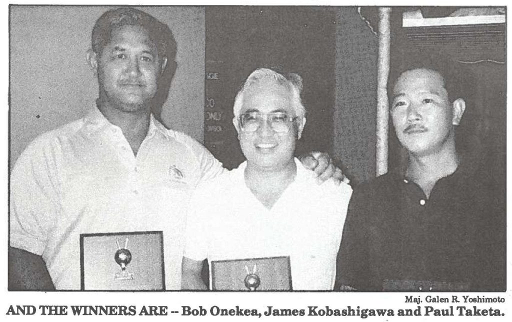 AND THE WINNERS ARE -- Bob Onekea, James Kobashigawa and Paul Taketa.