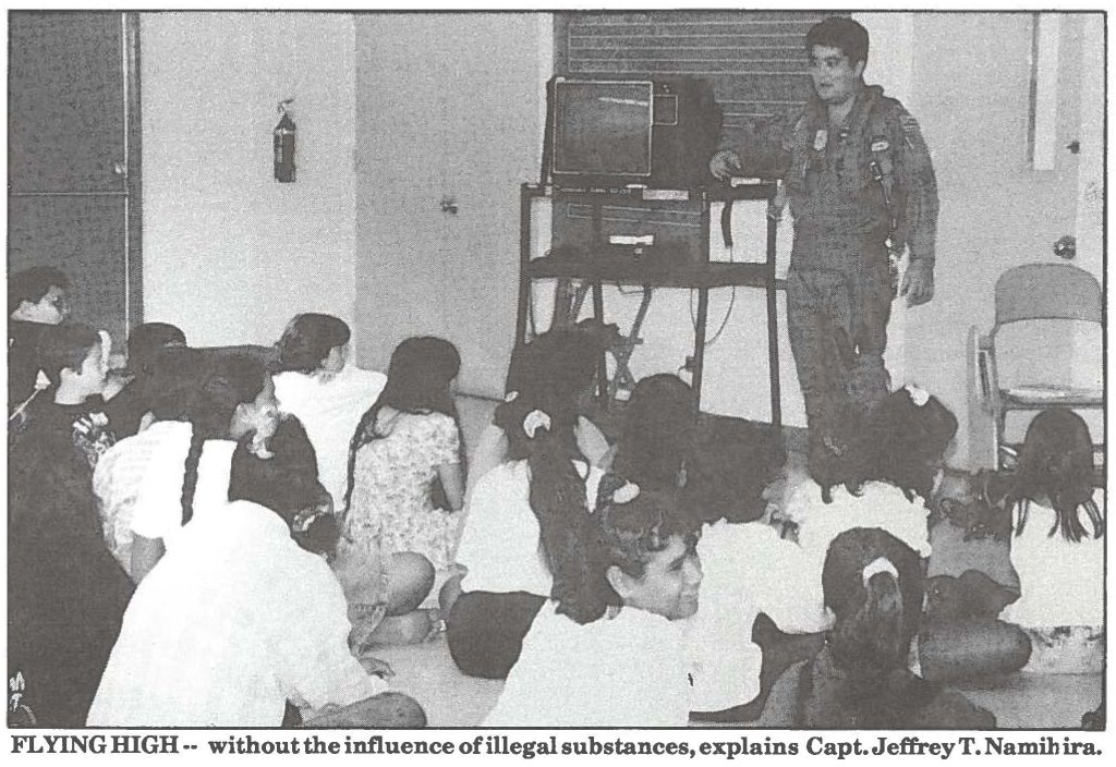 FLYING HIGH-- without the influence of illegal substances, explains Capt. Jeffrey T. Namihira.
