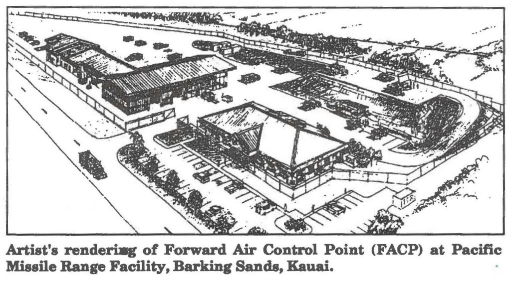 Artist's rendering of Forward Air Control Point (FACP) at Pacific Missile Range Facility, Barking Sands, Kauai.