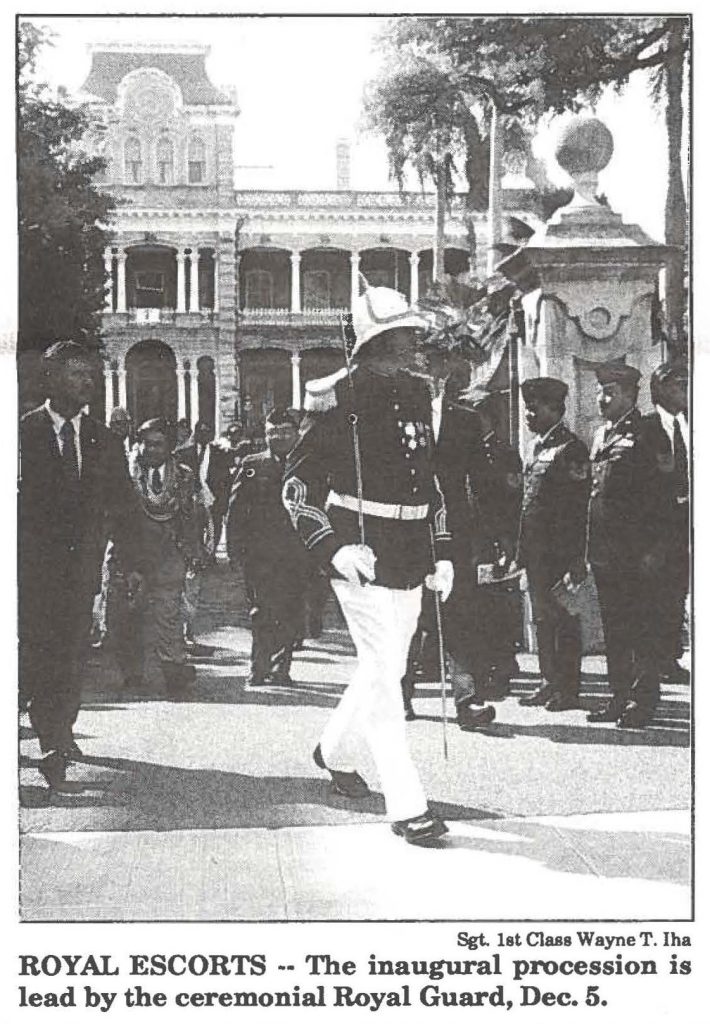 ROYAL ESCORTS -- The inaugural procession is lead by the ceremonial Royal Guard, Dec. 5.