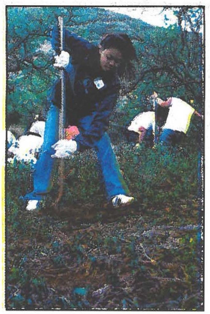 VOLUNTEERS OF ALOHA - Sidney Basuel, Farrington High School freshman, digs a hole for the planting of native plants during Aloha United Way's Youth Day of Caring at Diamond Head Crater, in March.