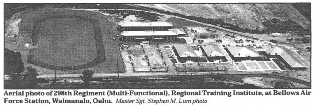 Aerial photo of 298th Regiment (Multi-Functional). Regional Training Institute, at Bellows Air Force Station, Waimanalo. Oahu. Master Sgt. Stephen M. Lum photo