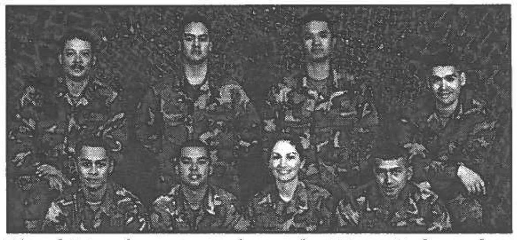 Wilson National Combat Pistol Matches team from the Hawaii Guard: (Front) Spc. Nalei Piko-Furtado, Spc. Lowen Puou, Sgt. 1st Class Janell Balatico, Staff Sgt. Travis Wong, (back) Staff Sgt. Douglas Arakawa, Pfc. Bruno Fachinni, Pfc. Michael Derla, and Spc. Lu.is Casanova.