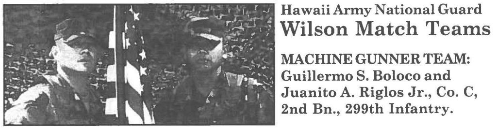 MACHINE GUNNER TEAM: Guillermo S. Boloco and Juanito A. Riglos Jr., Co. C, 2nd Bn., 299th Infantry.