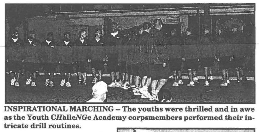 INSPIRATIONAL MARCHING --The youths were thrilled and in awe as the Youth CHalleNGe Academy corpsmembers performed their intricate drill routines.